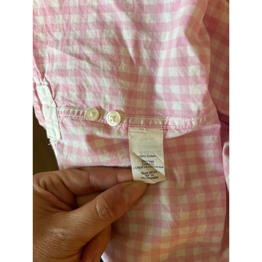 Crewcuts Pink‎ Gingham Button Down Shirt Kids Size 8 Long Sleeve Cotton - Picture 4 of 8